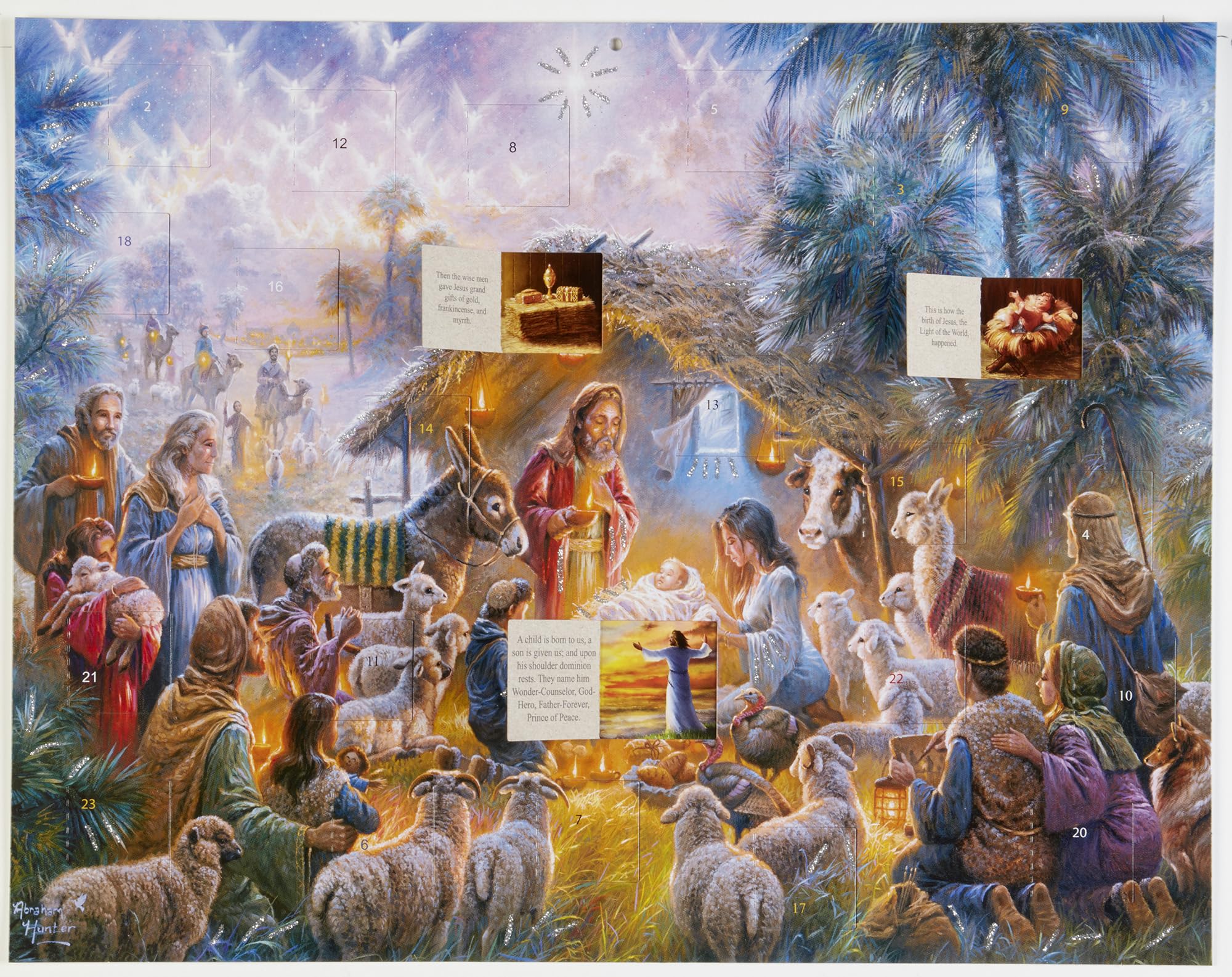 Light of the World Advent Calendar (Countdown to Christmas) with Nativity Story by Vermont Christmas Company
